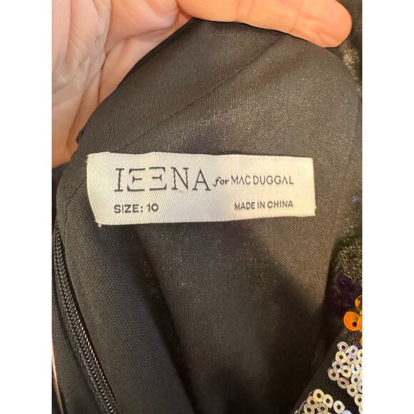 Mac Duggal NWT Sequined Floral Detail Mini Dress in Black Multi Size 10 - Picture 7 of 8